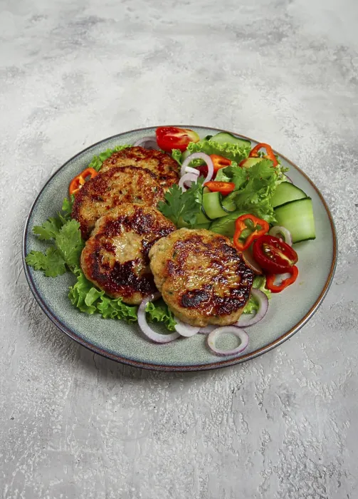 Framed Print : Fried chicken cutlets, minced chicken