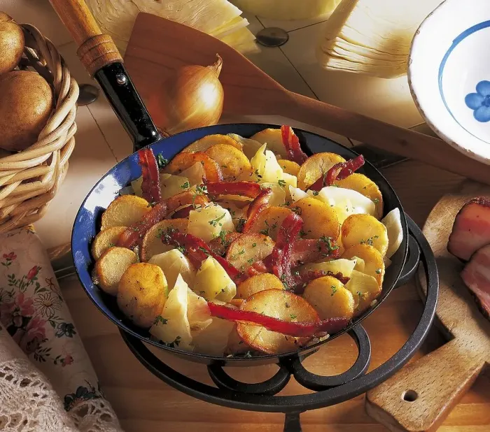 Framed Print : Fried potatoes with bacon and cabbage Framed Print : Fried potatoes with bacon and cabbage