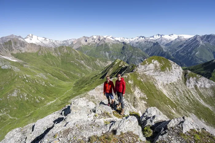 Framed Print : Two friends, mountaineers in front of a mountain panorama with Grossvenediger