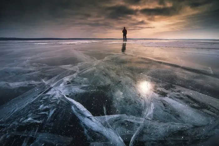 Framed Print : Frozen Khuvsgul lake. Khuvsgul province