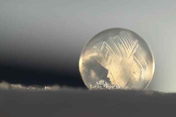 Framed Print : Frozen soap bubble in the snow, Herten, Germany Framed Print : Frozen soap bubble in the snow, Herten, Germany