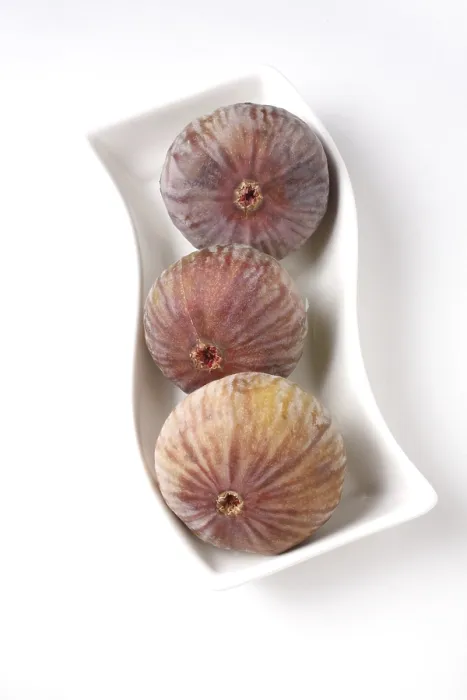 Framed Print : Fruit, Figs kept ins shape white plate Ficus Carica Anjir on white background