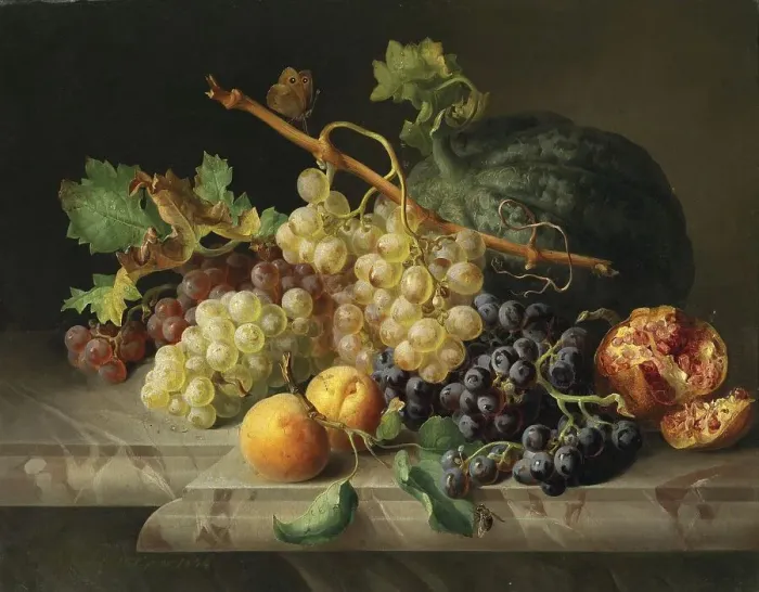 Framed Print : Fruit still life with pomegranate