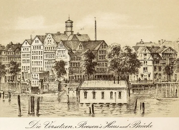 Framed Print : Funny old Hamburg, Vorsetzen, Roosens Haus