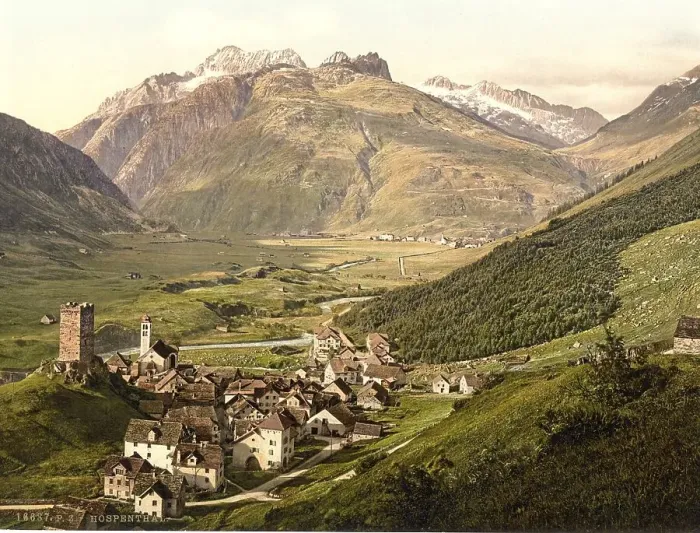 Framed Print : Furka Pass, Hospenthal, general view
