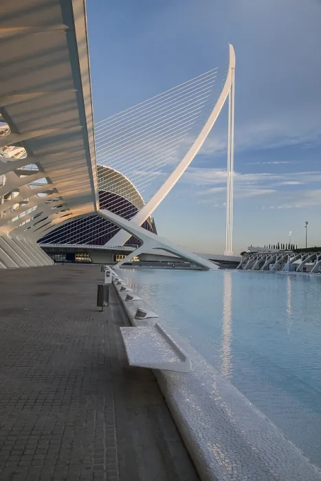 Framed Print : Futuristic architectural design in Valencia next to a water basin under a blue sky City of Arts and Sciences Framed Print : Futuristic architectural design in Valencia next to a water basin under a blue sky City of Arts and Sciences