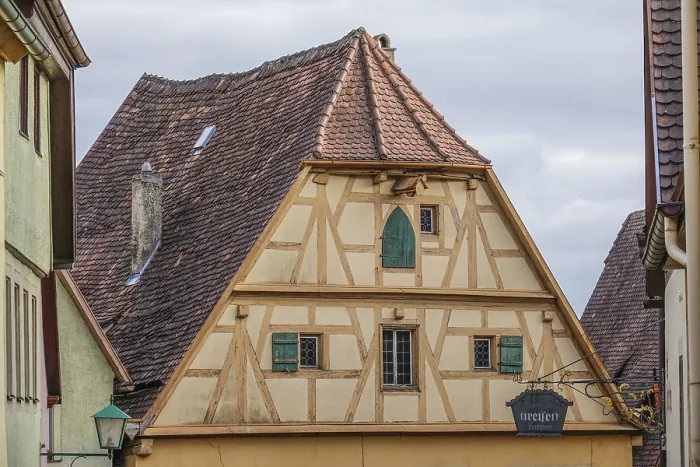 Framed Print : Gable of a half-timbered house