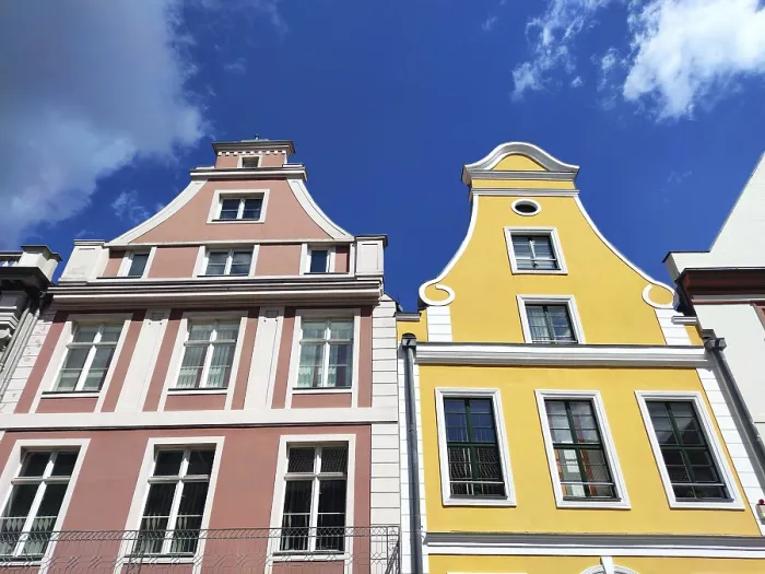 Framed Print : Two gabled houses in the old town centre of Stralsund