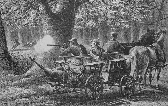 Framed Print : Game drive, historical engraving, 1883
