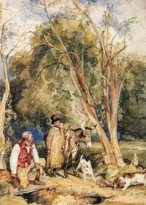 Framed Print : Gamekeeper and Boy Catching a Rabbit Framed Print : Gamekeeper and Boy Catching a Rabbit