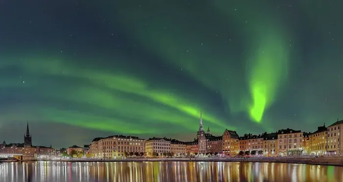 Framed Print : Gamla Stan, Northern Lights, Stockholm