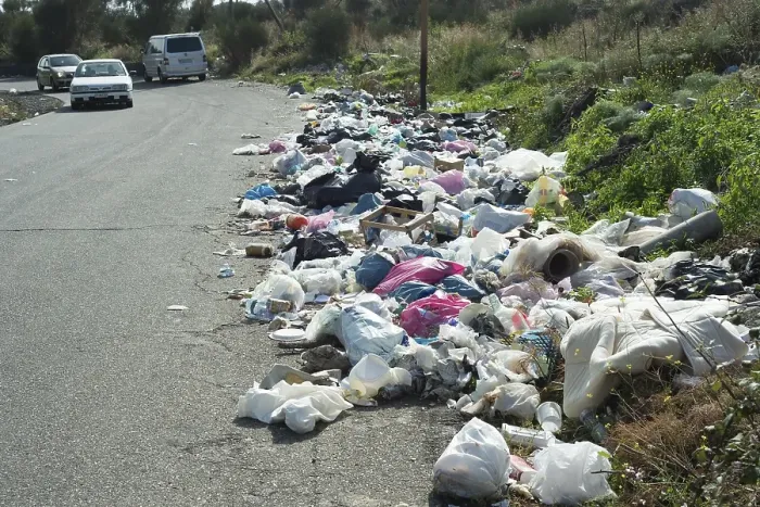Framed Print : Garbage on a street, Etna, pollution in Adrano
