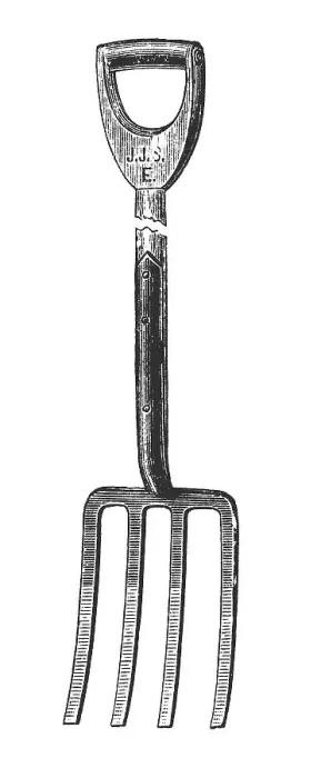 Framed Print : Garden fork, historical illustration from: Theodor Lange