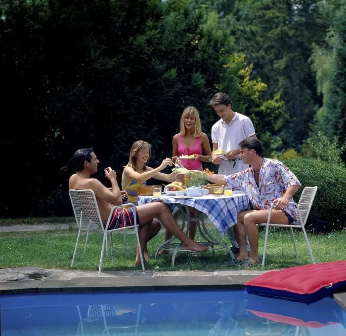 Framed Print : Garden party young people Swimming pool, pool Framed Print : Garden party young people Swimming pool, pool