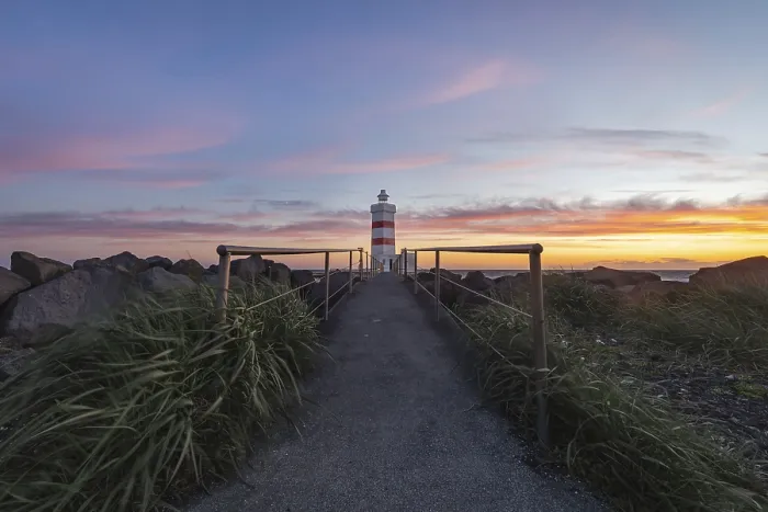 Framed Print : Gardur lighthouse at sunset. Gardur Framed Print : Gardur lighthouse at sunset. Gardur