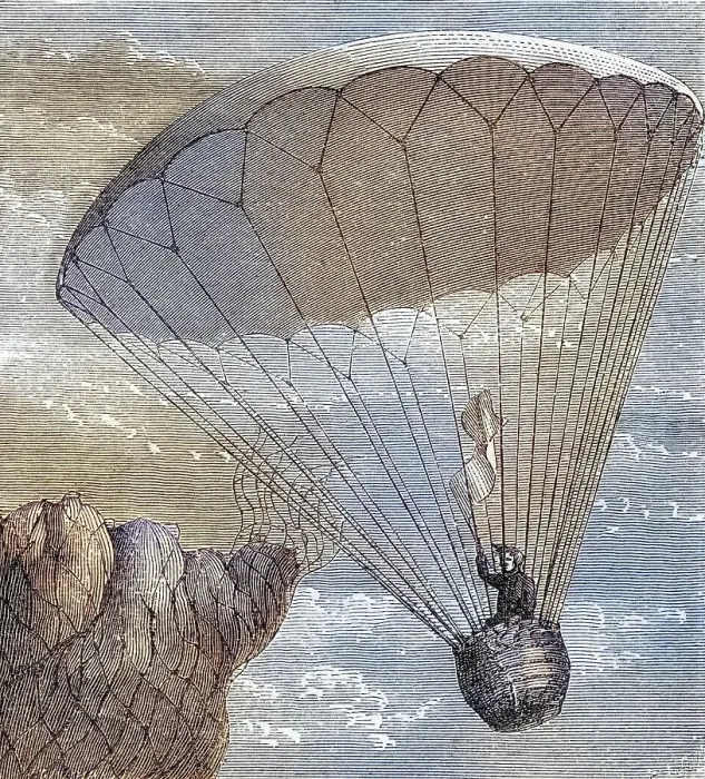 Framed Print : Garnerin's Descent in a Parachute 1802 Andre Jacques Garnerin 1769