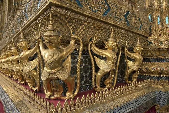 Framed Print : Garuda with Nagas, birdlike mythical creatures at the Chapel of the Emerald Buddha