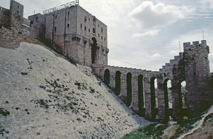 Framed Print : Gatehouse, Citadel, Aleppo, Syria, May 1987, vintage, retro, old, historical, Asia