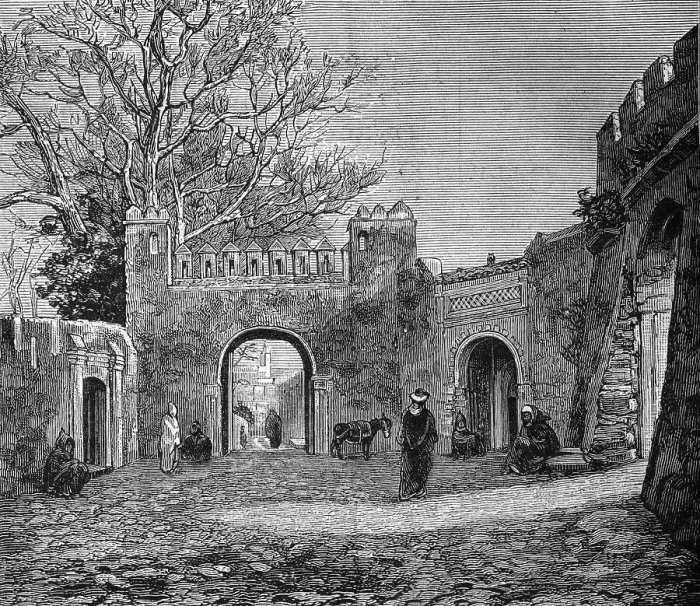 Framed Print : One of the gates to the bazar or market in Tangier