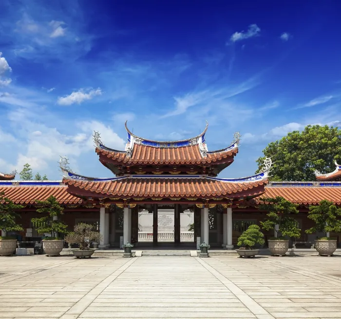 Framed Print : Gates of Lian Shan Shuang Lin Monastery