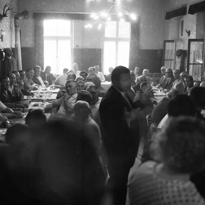 Framed Print : A gathering of protesting tenants in the Borbeck district of Essen Framed Print : A gathering of protesting tenants in the Borbeck district of Essen