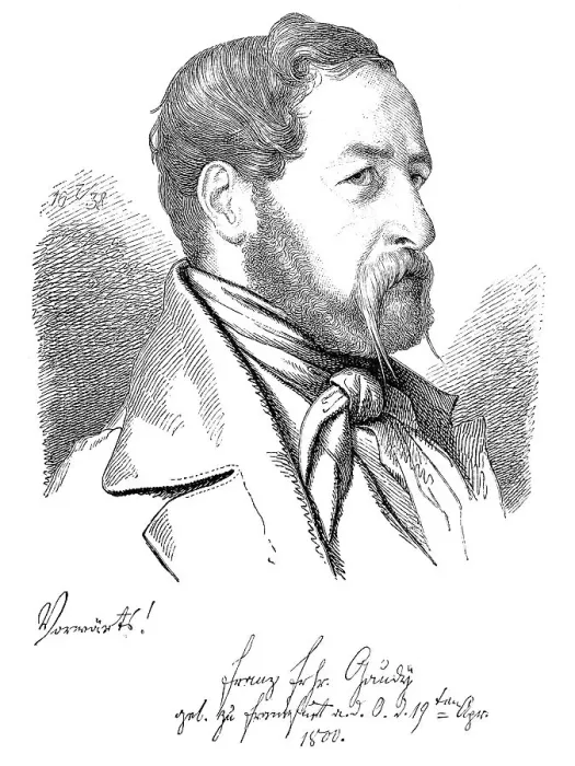 Framed Print : Gaudys, portrait from 1838, historic illustration from Deutsche Literaturgeschichte