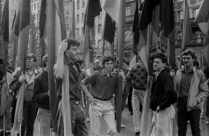 Framed Print : GDR, Berlin, 01. 05. 1987, 1. May rally 1987 on Karl-Marx-Allee