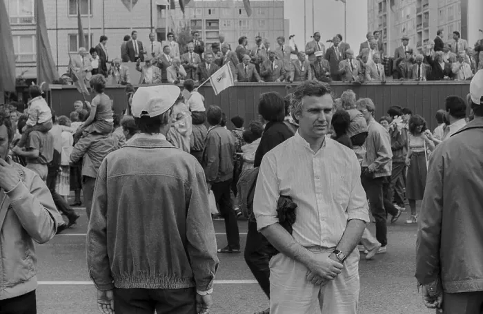 Framed Print : GDR, Berlin, 01. 05. 1987, 1. May rally 1987 on Karl-Marx-Allee