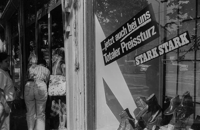 Framed Print : GDR, Berlin, 01.06.1990, Shop window decoration