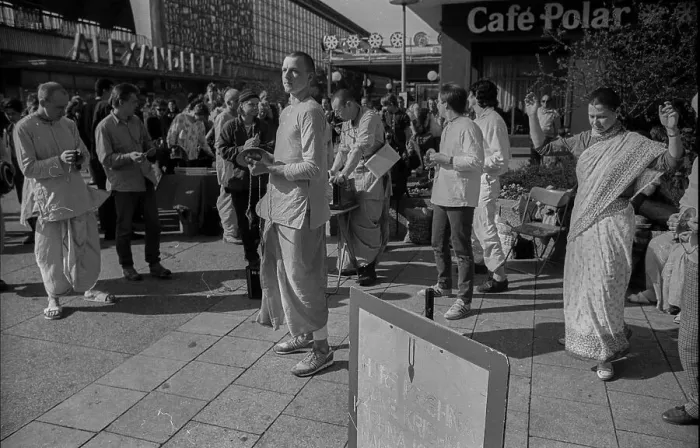 Framed Print : GDR, Berlin, 17.03.1990, Krishna devotee at Alexanderplatz
