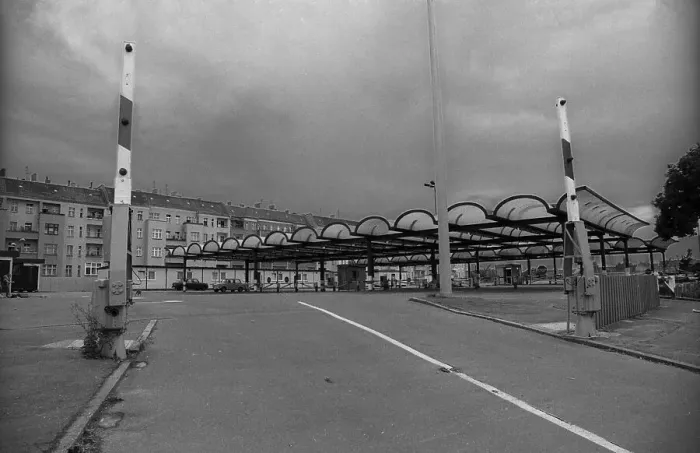 Framed Print : GDR, Berlin, 23. 08. 1990, check-in building of the former Bornholmer Strasse border crossing point
