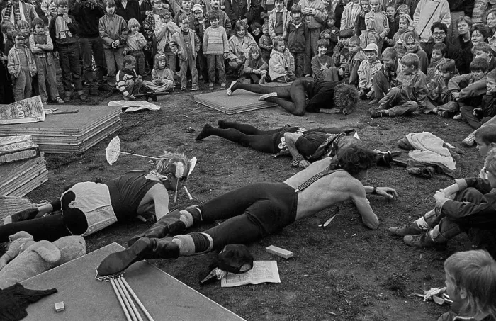 Framed Print : GDR, Berlin, 30.04.1990, 1st Walpurgis Night on Kollwitzplatz