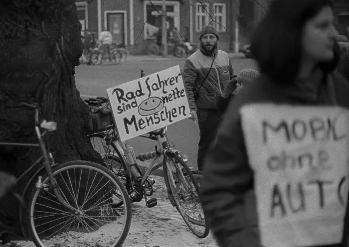 Framed Print : GDR, Berlin, 7.1.1990, 1st bicycle demonstration in East Berlin Framed Print : GDR, Berlin, 7.1.1990, 1st bicycle demonstration in East Berlin