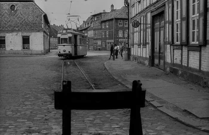 Framed Print : GDR, Halberstadt, 27.05.1988, bumper tram stop