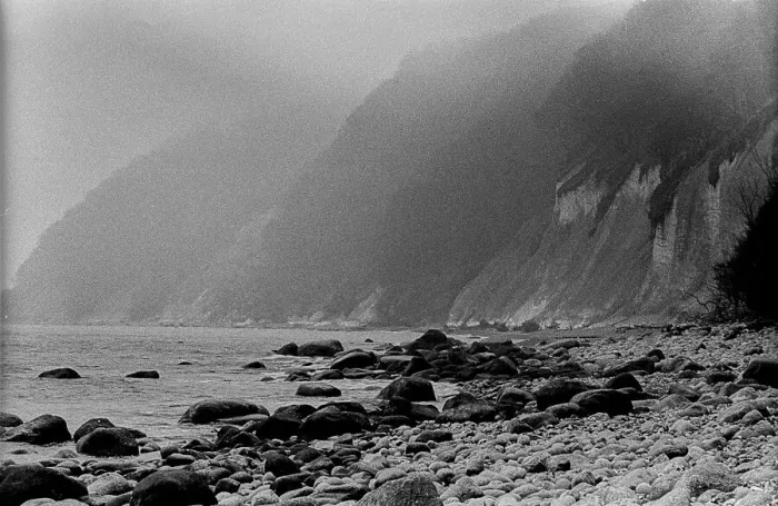 Framed Print : GDR, Ruegen, 04. 11. 1988, steep coast