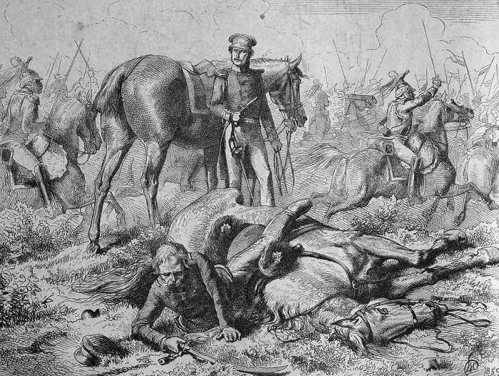 Framed Print : Gebhard Leberecht von Bluecher's fall at the battle of Ligny