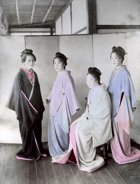 Framed Print : Four geishas, Yokohma, Japan, Asia