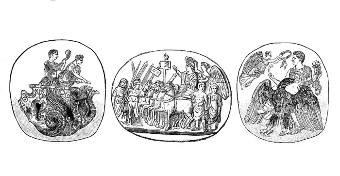 Framed Print : Gems, seal stones, here with depiction of the triumphal procession of Constantine Framed Print : Gems, seal stones, here with depiction of the triumphal procession of Constantine