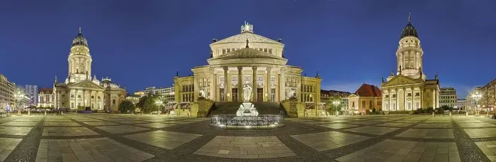 Framed Print : Gendarmenmarkt, illuminated, Panorama Framed Print : Gendarmenmarkt, illuminated, Panorama