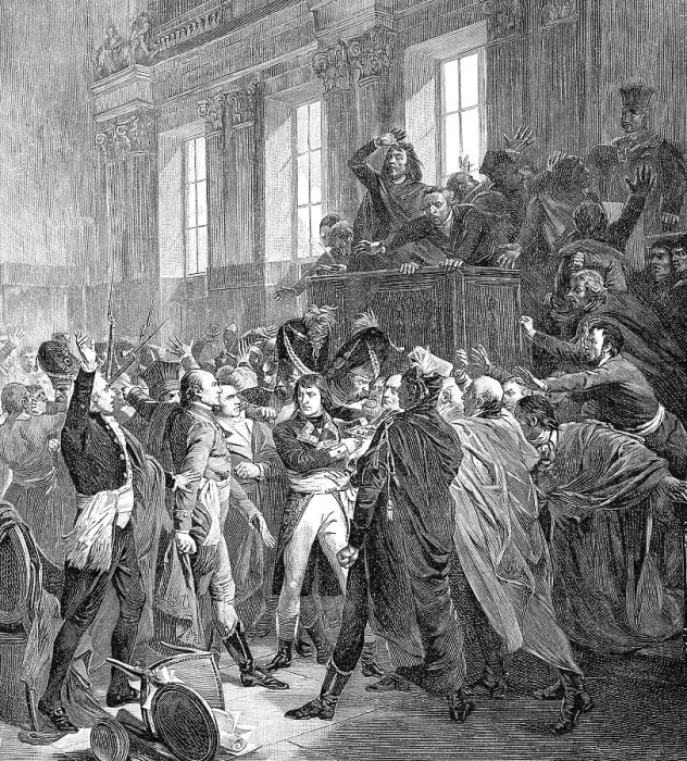 Framed Print : General Bonaparte during the coup d'etat of 18 Brumaire in Saint-Cloud
