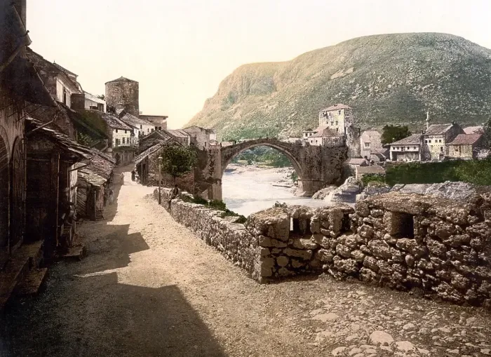 Framed Print : General view of Mostar with the old Narenta Bridge, Herzegovina, Austro-Hungary, Austro-Hungarian Empire, today Bosnia-Herzegovina, Historical, around 1900 Framed Print : General view of Mostar with the old Narenta Bridge, Herzegovina, Austro-Hungary, Austro-Hungarian Empire, today Bosnia-Herzegovina, Historical, around 1900