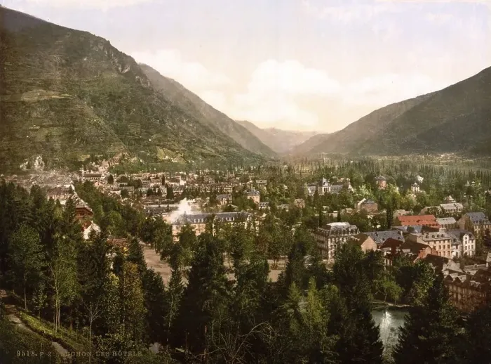 Framed Print : General view, Town of Luchon, Pyrenees Framed Print : General view, Town of Luchon, Pyrenees