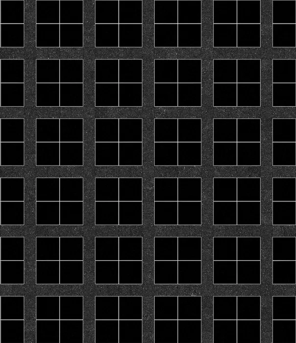 Framed Print : A geometric pattern featuring a grid of black squares with white lines and a symmetrical design Framed Print : A geometric pattern featuring a grid of black squares with white lines and a symmetrical design