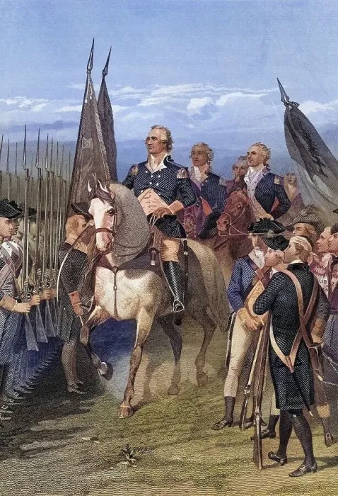 Framed Print : George Washington 1732 to 1799 taking command of the army 1775 After Alonzo Chappel from Life
