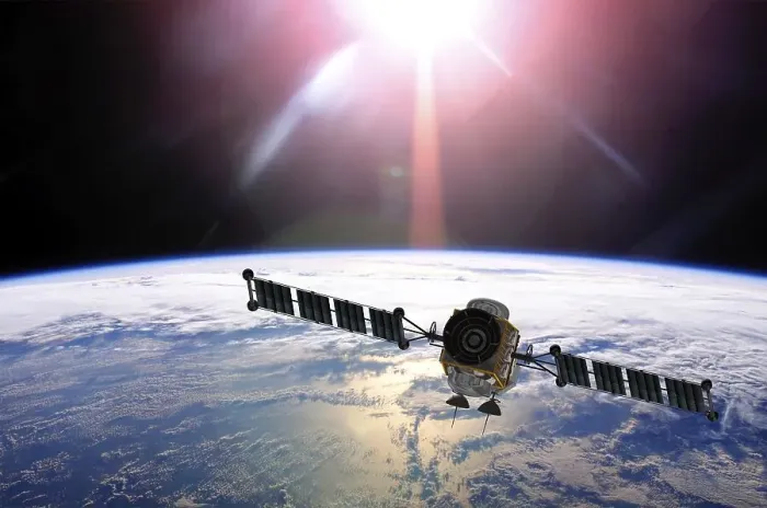 Framed Print : Geostationary orbit satellite above the Earth Framed Print : Geostationary orbit satellite above the Earth