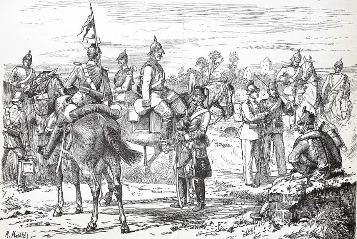 Framed Print : German Army around 1880, Prussian Artillery and Train