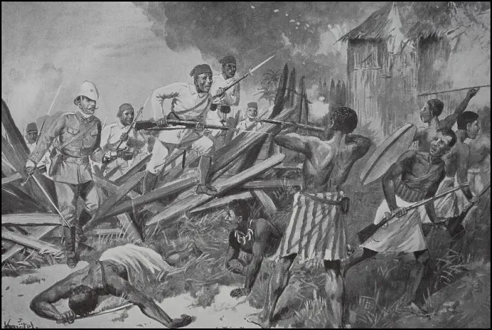 Framed Print : German Army, officers of the Schutztruppen in Africa fighting rebellious natives