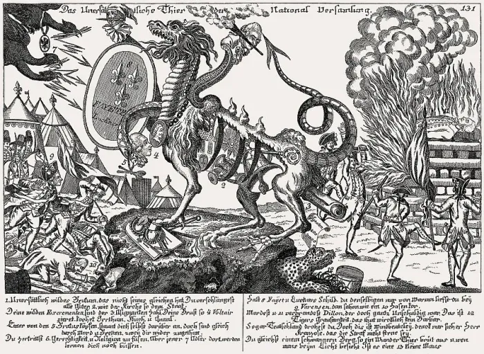 Framed Print : German cartoon on the French Revolution, 1792 Framed Print : German cartoon on the French Revolution, 1792