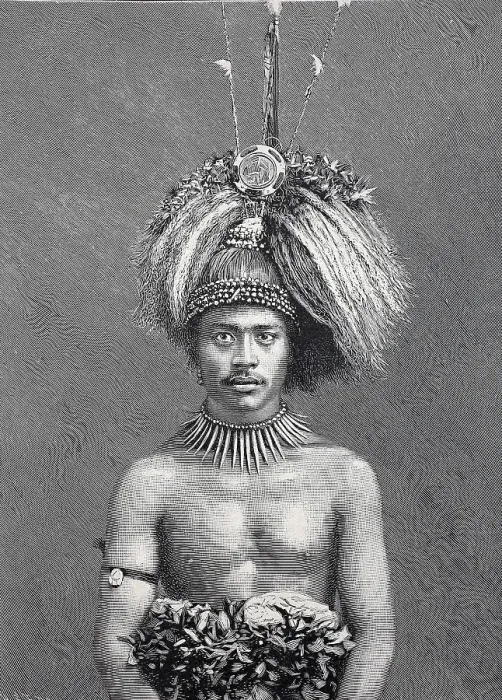 Framed Print : German Colony in the South Seas, Young Chief of Samoa, c. 1884, digital reproduction of an original 19th century model, historical