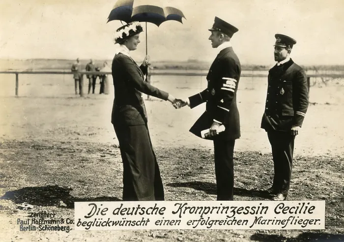 Framed Print : The German Crown Princess Cecilie congratulates a successful naval aviator